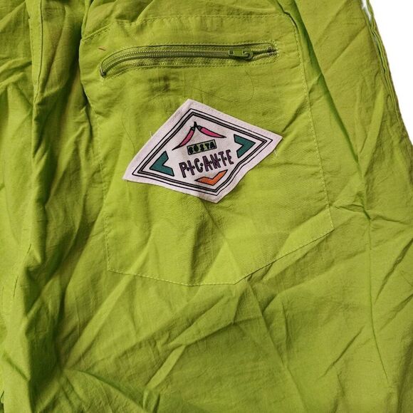 Vintage 80s Costa Picante Shorts Swim Trunks Mens S Lime Green Zip Pockets - Picture 5 of 7